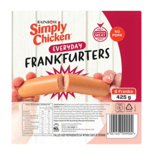 Picture of Rainbow Simply Chicken Everyday Frankfurters 425g